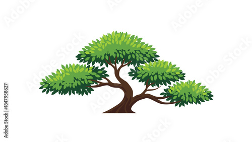 Lush green tree with a full canopy and strong roots stands as a symbol of nature and growth.