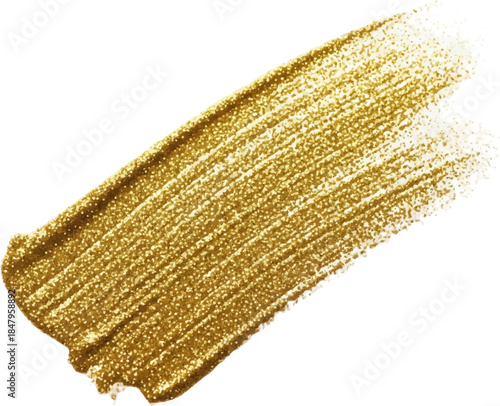 A vibrant gold shimmer swatch spreads smoothly across a white surface, featuring a glossy finish perfect for enhancing beauty looks and adding sparkle to any makeup routine.