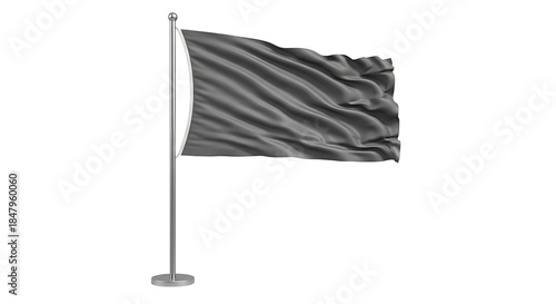 Wallpaper Mural Waving gray flag isolated on white background, a symbol of neutrality, surrender, or mourning, fluttering gently in the wind against a clean backdrop Torontodigital.ca