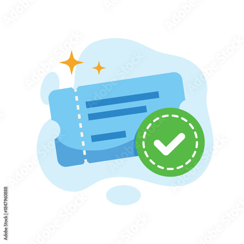 A delightful successful validation confirmed ticket graphic isolated illustration flat design vector empty state ui element