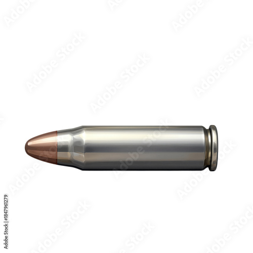 Shiny metallic rifle bullet isolated