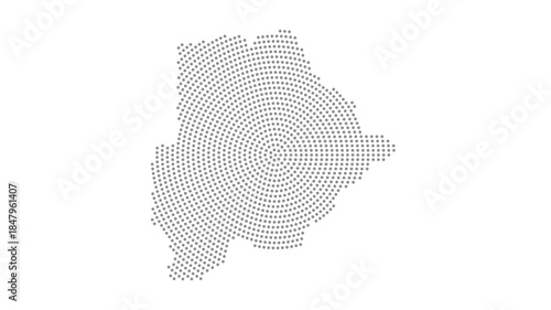 Botswana Stylized halftone dot map with concentric circular pattern