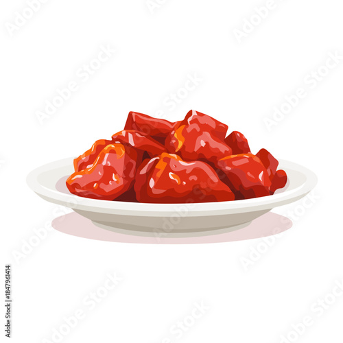 Sweet And Sour Pork flat vector illustration in a modern and simple 2D style, placed on a white background.