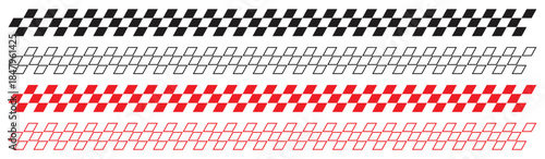 Racing Track Checkered Curb Tape Pattern Background.