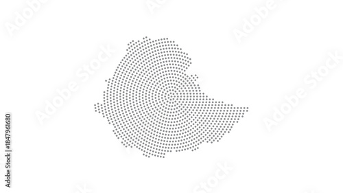 Ethiopia Stylized halftone dot map with concentric circular pattern