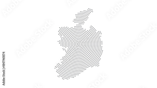 Ireland Stylized halftone dot map with concentric circular pattern