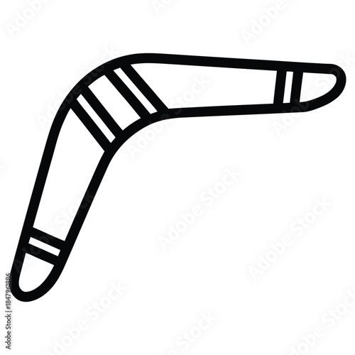 boomerang icon symbol representing australian culture return motion sport and traditional throwing weapon concept in clean black minimalist line design
