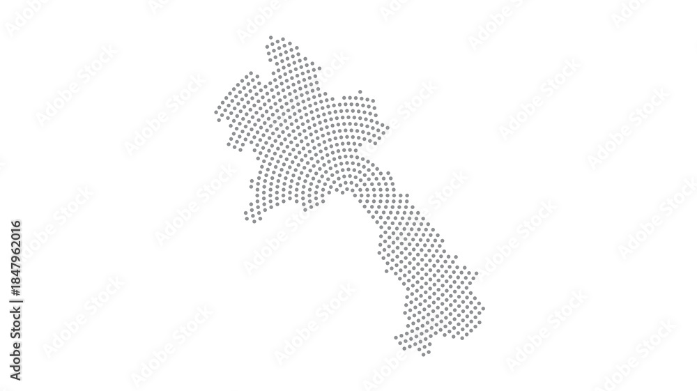 Obraz premium Laos Stylized halftone dot map with concentric circular pattern