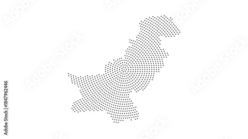 Pakistan Stylized halftone dot map with concentric circular pattern