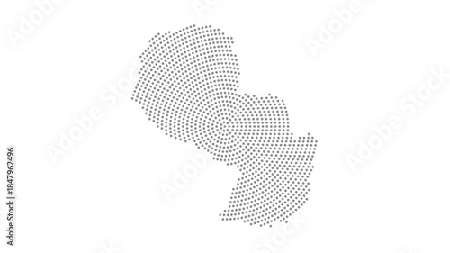 Paraguay Stylized halftone dot map with concentric circular pattern