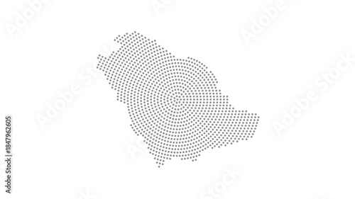 Saudi Arabia Stylized halftone dot map with concentric circular pattern