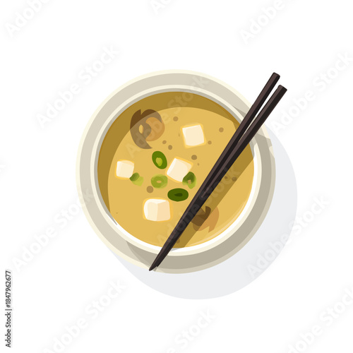 Miso Soup flat vector illustration in a modern and simple 2D style, placed on a white background.