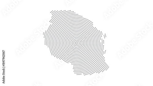 Tanzania Stylized halftone dot map with concentric circular pattern