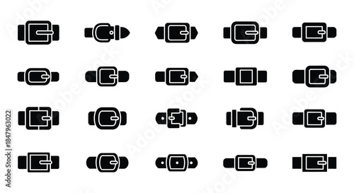 Collection of black and white smartwatch and mobile phone icons arranged in rows