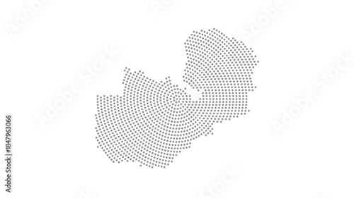 Fotografie Zambia Stylized halftone dot map with concentric circular pattern