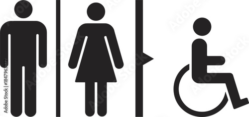 Icons Representing Male Female And Accessible Restroom Facilities symbols toilet