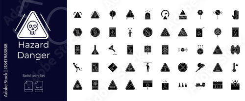 Hazard Danger Solid Editable Icons set