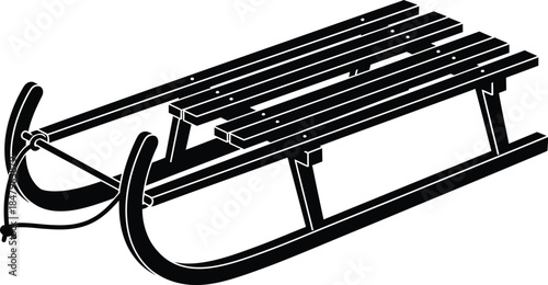 Sledge, sled vector illustration icon silhouette 