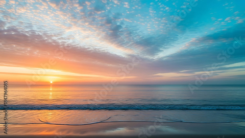 Fototapeta Naklejka Na Ścianę i Meble -  Beautiful sunrise over the calm ocean