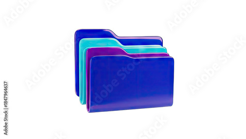 Colorful Folders Stacked on White Background