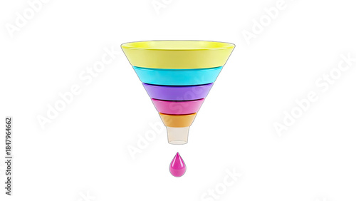 Colorful Funnel Dripping a Drop - Marketing Concept