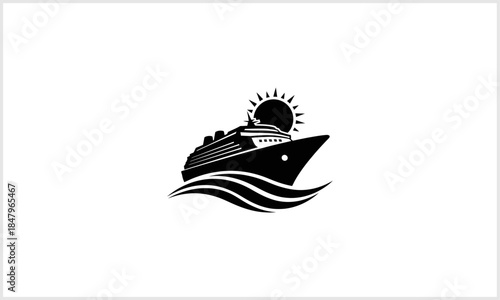 Voyage of Leisure: A sleek cruise liner elegantly cuts through the sea under a radiant sun, symbolizing a luxurious journey, exploration, and the allure of open water.