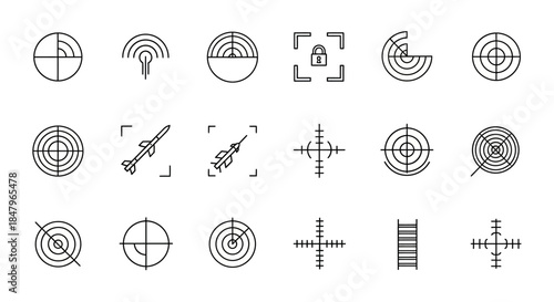 Collection of Various Target Icons and Symbols.