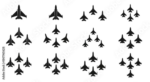 Multiple Fighter Jets in Formation Flying.