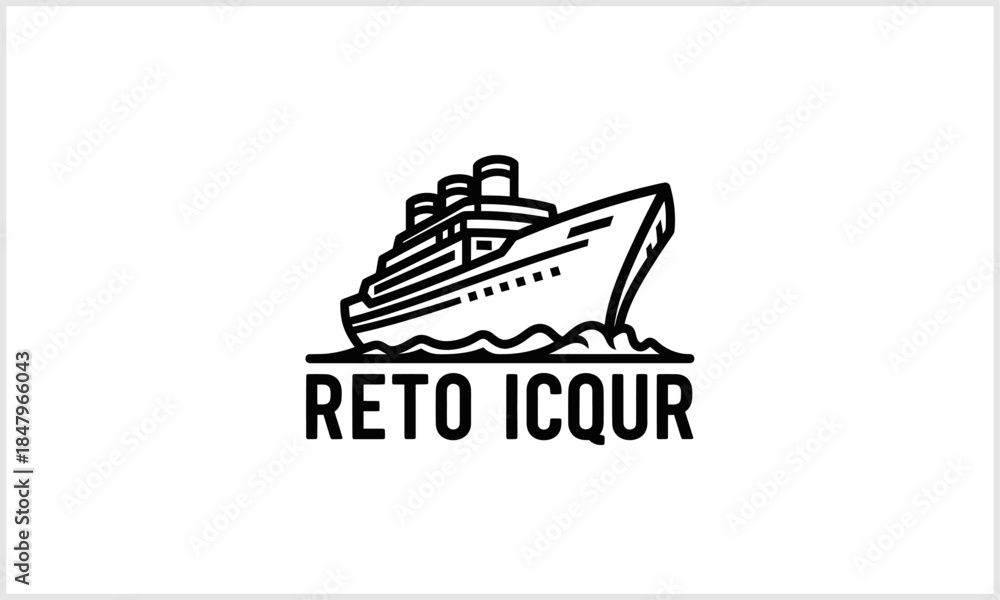 Fototapeta premium Cruise Ship Icon: A sleek, minimalist line art illustration of a cruise ship, depicting the essence of maritime travel and exploration, evocative of adventure.