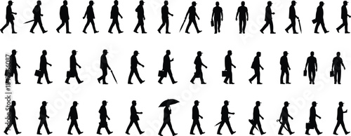 Collection of Diverse Family Activities Silhouettes Including Parents, Children, and Couples Engaging in Walking, Jumping, Pushing Strollers, Playing Soccer, and Joyful Outdoor Recreation Moments.