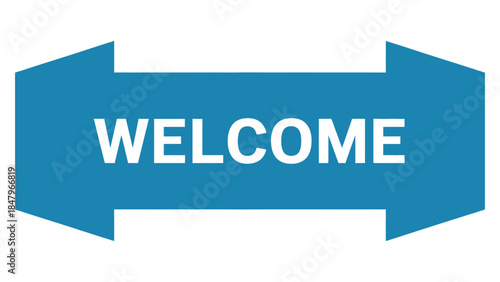 welcome arrow banner sign with clean modern typography flat vector illustration for navigation guidance greeting signage and user interface design