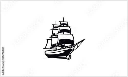 Sailing Vessel Silhouette: A stark silhouette of a majestic sailing vessel, its sails billowing against a tranquil backdrop, evokes a sense of exploration and adventure.