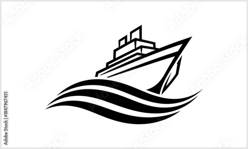 Nautical Voyage: A stylized depiction of a passenger liner navigates the waves, embodying the spirit of maritime travel and exploration.