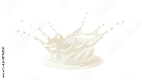 Realistic milk splash with dynamic curves and droplets creates a refreshing and visually appealing image for food and beverage branding.