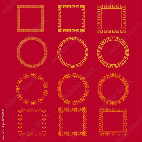 frame brushes Chinese new year variation. Gold variation for Chinese New year. For template, 