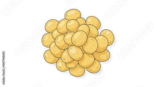 A vibrant pile of freshly harvested yellow potatoes creates a rustic and appealing visual for culinary or agricultural themes.