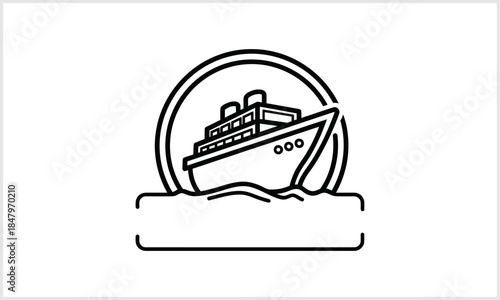 Sailing on a sea voyage: The image shows a minimalist graphic of a ship traversing across the sea under the emblem.