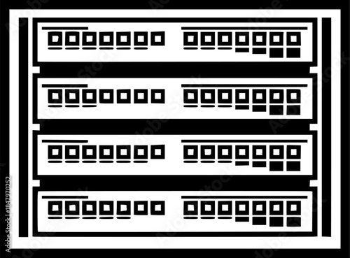Web Hosting Server Rack Indicator Lights Simple Line Art Vector
