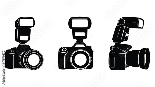 Evolution of camera designs showcasing different styles and flash configurations