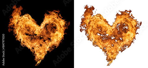 Hot Fiery Heart with Smoke and Glow PNG