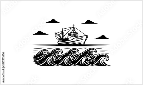 Sea Voyage: An illustration captures the raw power of the ocean with stylized waves and a sturdy vessel. The artwork embodies the spirit of exploration and adventure.