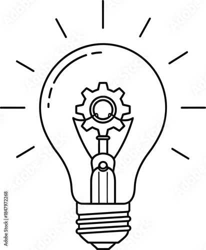 A light bulb containing a gear icon as a symbol of innovative engineering and logical thinking