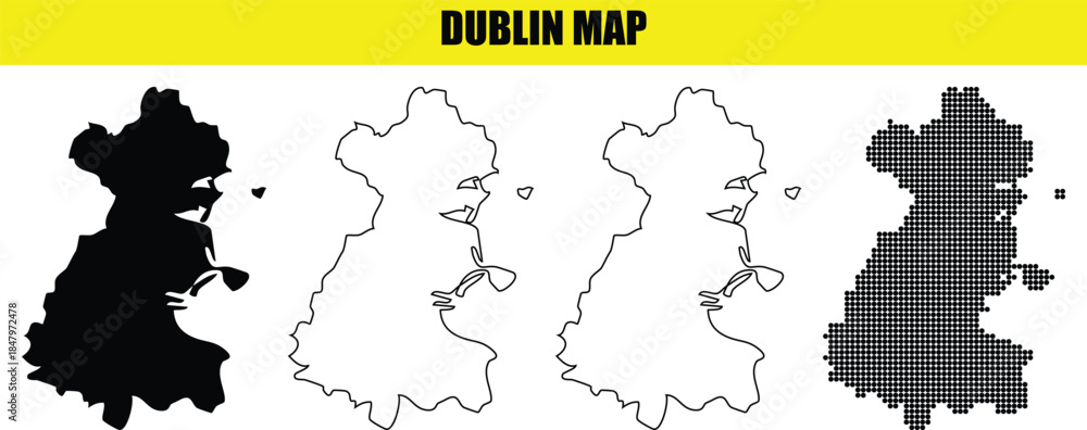 Fototapeta premium dublin map outline filled and dot design showing country shape in ireland europe geographic vector