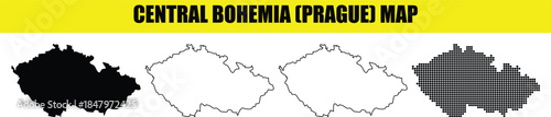 central bohemia prague map outline filled and dot design showing country shape in czech republic europe geographic vector