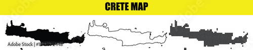 crete island map vector silhouette outline and dotted style for travel and geography graphic design element