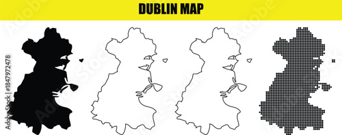 dublin map outline filled and dot design showing country shape in ireland europe geographic vector