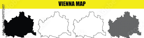 Vienna map outline filled silhouette dotted vector illustration isolated on white background geographic representation