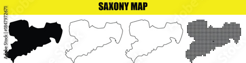 Saxony map outline filled silhouette dotted vector illustration isolated on white background geographic representation