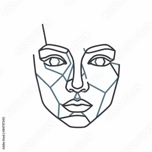 Abstract geometric line art portrait of a human face.