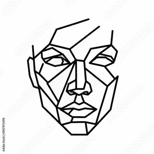 Geometric Abstract Human Face Line Art.